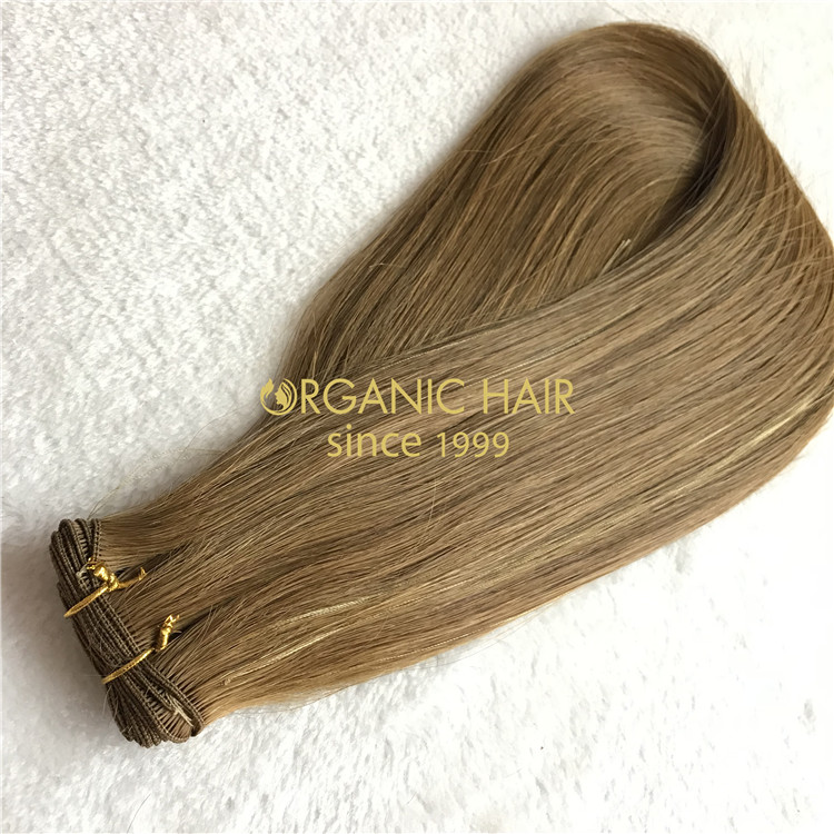 Human hand tied weft hair extensions #6color & #8color X118